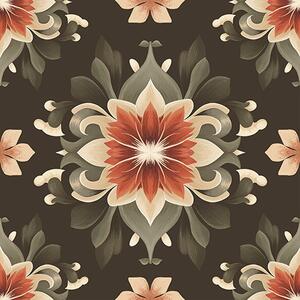 Tapet Model floral abstract pe fundal închis, Tapet flori, a00069 : Uwalls.ro