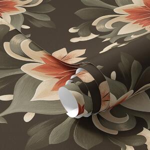 Tapet Model floral abstract pe fundal închis, Tapet flori, a00069 : Uwalls.ro