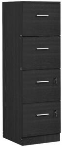 HOMCOM Dulap de Birou cu 4 Sertare, 2 Încuietori și Bare pentru Dosare Suspendate, cu Aspect de Lemn, 40x42x130,8 cm, Negru | Aosom Romania