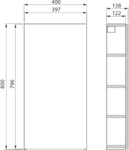 Cersanit City dulap 40x13.8x80 cm agățat lateral alb S584-020-DSM
