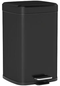HOMCOM Coș de gunoi dreptunghiular cu pedală 20 L din metal, cu capac, găleată detașabilă, antiamprentă, negru | Aosom Romania