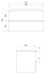 Cersanit Virgo dulap 79.4x42.7x50.1 cm dulap atârnat sub chiuvetă alb S522-024