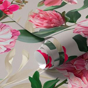 Tapet Delicate flori roz pe fundal luminos, Tapet flori, Tapet bujori, a00094 : Uwalls.ro
