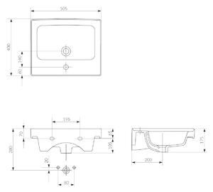 Cersanit Crea lavoar 50.5x40 cm dreptunghiular mobilier alb K114-005