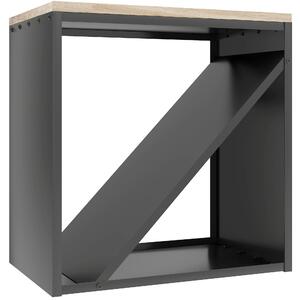 Outsunny Suport pentru Lemne de Interior 2 în 1, Suport Înălțat cu Separator, pentru Șemineu, 58 x 36 x 60 Cm, Negru | Aosom Romania
