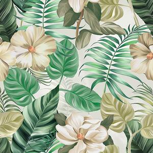 Tapet Compoziție de flori și frunze tropicale, Tapet Shaby Chic, a00099 : Uwalls.ro