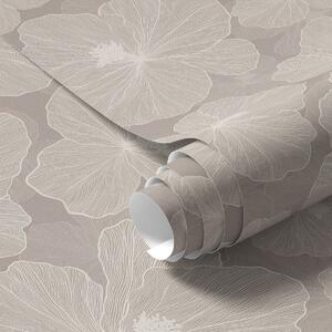 Tapet Flori mari pe fundal bej, Tapet flori, a00067 : Uwalls.ro