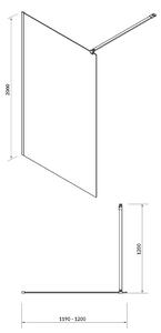 Cersanit Mille perete cabină de duș walk-in 120 cm crom luciu/sticla transparentă S161-002