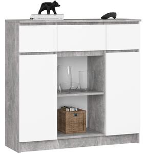 Comodă Kalista VII (beton + Alb). Promo -19%. 1128630