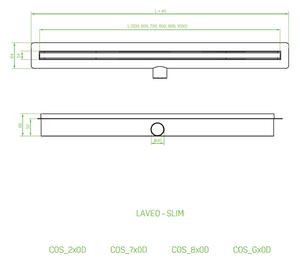 Laveo Slim rigolă liniară cu grătar 80 cm COSG80D