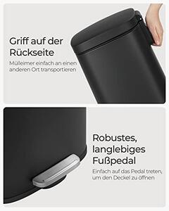 Cos de gunoi, Songmics, Negru, 35x23.8x63 cm