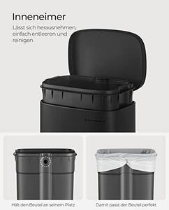 Cos de gunoi, Songmics, Negru, 35x23.8x63 cm