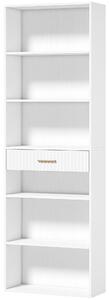HOMCOM Bibliotecă Înaltă cu Cuburi, 7 Niveluri cu Sertar, MDF, 60x24x182 cm, Alb | Aosom Romania