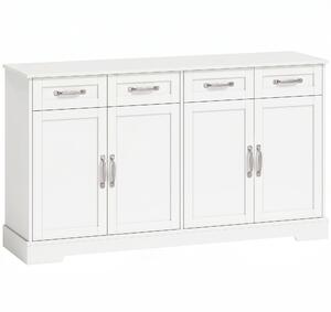 HOMCOM Dulap de Bucătărie, Mobilier de Bucătărie cu 4 Sertare, 4 Uși și 2 Rafturi Reglabile, Alb | Aosom Romania