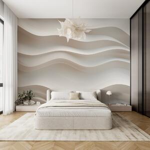 Tapet valuri 3D albe și gri, Fototapet Art Deco, w08939 : Uwalls.ro