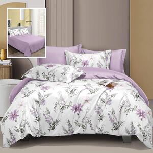 Set lenjerie pat ELEGANCE LEC7, bumbac/poliester, alb/lila, 230x250 cm