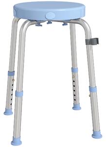 HOMCOM Taburet de Duș Rotativ, 5 Înălțimi Reglabile, Antiderapant, din Aliaj de Aluminiu, 136 kg, Albastru Deschis | Aosom Romania