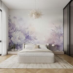 Tapet Flori mari delicate de liliac, imitație de acuarelă, Fototapet Acuarelă, w08946 : Uwalls.ro
