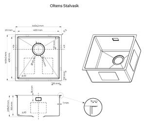 Oltens Stalvask chiuveta din otel 44x44 cm 71100300