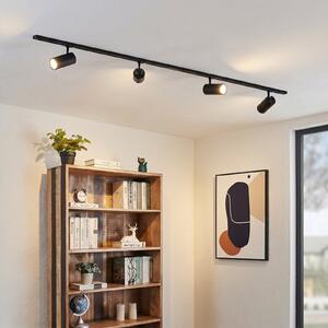 Lindby Sistem de șine Linaro Ø7 cm, 4 becuri, LED, negru, CCT, reglabil, Negru, Studiu / Birou, Metal, Modern