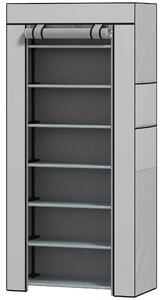 HOMCOM Pantofar cu 7 rafturi din oțel, cu husă din material nețesut, 60 x 30 x 126 cm, gri | Aosom Romania