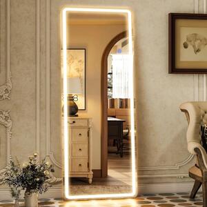 Oglindă LED Dreptunghiulară, 3 tipuri de Culoare, Intensitate reglabilă, Control Touch, Sticlă HD, Cadru Aluminiu, cu Suport, 160x50 cm