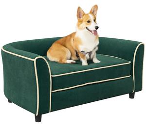 PawHut Canapea pentru Câini, Pat Elegant pentru Animale de Companie, Canapea Modernă pentru Câini de Talie Mică și Mijlocie, 79x56x35 cm, Verde Închis