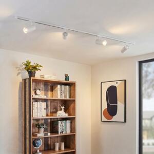 Lindby Sistem de șine Linaro, Ø 7 cm, 4 becuri, LED, alb, CCT, reglabil, Alb, Studiu / Birou, Metal, Modern
