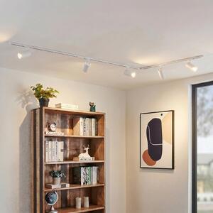 Lindby Sistem de șine Linaro, Ø 7 cm, 5 becuri, LED, alb, CCT, reglabil, Alb, Studiu / Birou, Metal, Modern