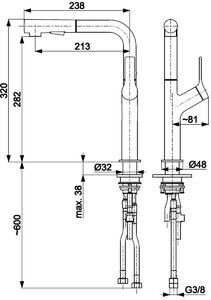 KFA Armatura Duero baterie bucătărie pe picior inox 6623-220-22