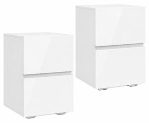 HOMCOM Set de 2 Noptiere cu 2 Sertare, Alb | Aosom Romania