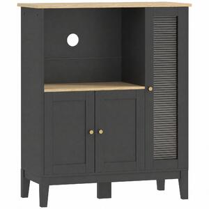 HOMCOM Dulap pentru Cuptor cu Microunde cu Dulap Inferior și 3 Rafturi Laterale cu Ușă din Sticlă, din Lemn, 80x35x97 cm, Negru | Aosom Romania
