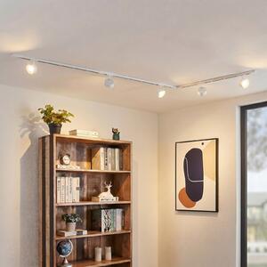 Lindby Sistem de șine Linaro, Ø 9,5 cm, 5 becuri, LED, alb, Alb, Studiu / Birou, Metal, Modern