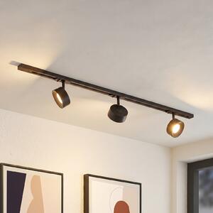 Lindby Sistem de șine Linaro, Ø 9,5 cm, cu 3 becuri, LED, negru, Negru, Studiu / Birou, Metal, Modern