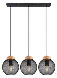 Suspensie Industrială Matroz SP3 Klausen 3xE27 Lemn și Metal Negru 120x65x20 cm - Corp de Iluminat Modern pentru Dining, Living sau Bucătărie Loft