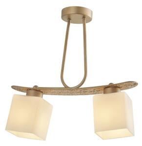 Lustră Klausen Goldie 2 Classic Chic, 2xE27, Design Metal Auriu Sticlă Albă, 42x42x10cm, Corp Iluminat Interior Elegant pentru Living Dormitor