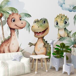 Fototapet Grup de dinozauri în picioare pe stânci, Fototapet dinozauri, Fototapet populare, w03675 - Tapeko.ro