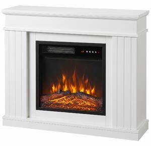 HOMCOM Șemineu Electric de Pardoseală/Încastrat cu Ramă pentru TV 38", 1800W, Efect de Flacără 3D, Funcție Memorie, Alb | Aosom Romania