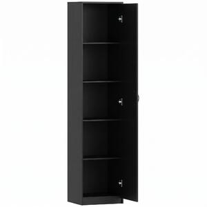 HOMCOM Dulap de bucătărie Slim cu 5 rafturi și spațiu interior reglabil, din lemn, 40x35x180 cm, negru | Aosom Romania