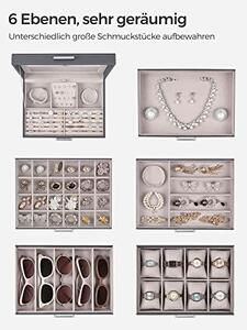 Cutie de bijuterii, Songmics, Gri, 30.5x21.5x31.5 cm