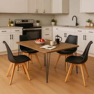 Set 5 bucati masa si scaune dining, Gaston Polkan, Natural, 60x120x73 cm