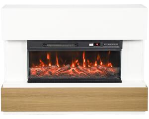 HOMCOM Șemineu Electric 117 cm cu 3 Laturi, pentru TV 55", 900/1800 W, 12 Culori Flacără 3D, Alb | Aosom Romania