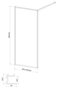 Cersanit Larga perete cabină de duș walk-in 90 cm negru mat/sticla transparentă S932-138
