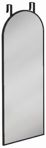 HOMCOM Oglindă de Perete Arcuită 110x40 cm, Ramă din Aluminiu, Cârlige, Design Modern, Negru | Aosom Romania