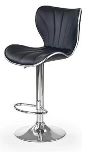 Scaun bar H69, negru/crom, piele ecologica/otel, 48x55x91/111 cm