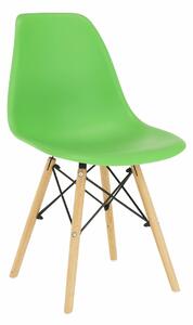 Scaun CINKLA 3 NEW, verde/fag, plastic/lemn, 46x54x82 cm
