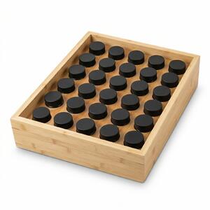 Organizer din bambus pentru condimente PALETTE cu montare pe perete, 30 de borcane Ø 4,5 x 9 cm