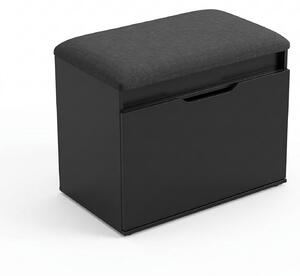 Dulap pentru pantofi cu loc de șezut și compartiment de depozitare VIRA, 60 x 50 x 35 cm, negru