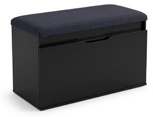 Dulap pentru pantofi cu loc de șezut și compartiment de depozitare SOTO, 80 x 50 x 35 cm, negru
