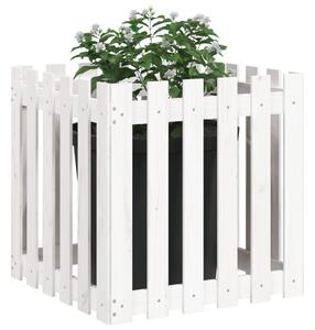 Jardinieră grădină design gard, alb, 60x60x60 cm lemn masiv pin
